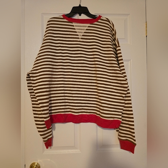 Free People Tops - Free People Brown and Red Striped Sweatshirt